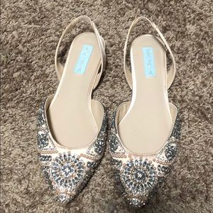 Jeweled flat sling backs
